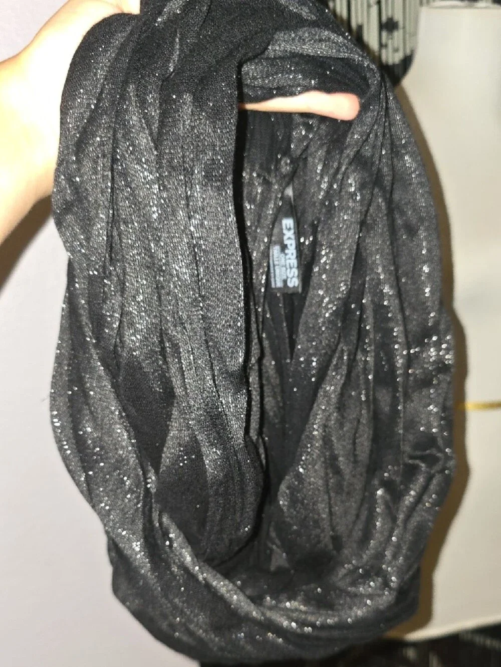 Express Black Metallic Infinity Scarf